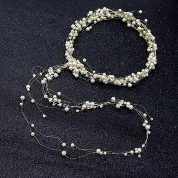 Vestuvių nuotaka plaukų ornanments perlų vainikas varinės vielos ilgiau bridesmaid suknelę priedai tiara karūnos plaukų segtukai H009