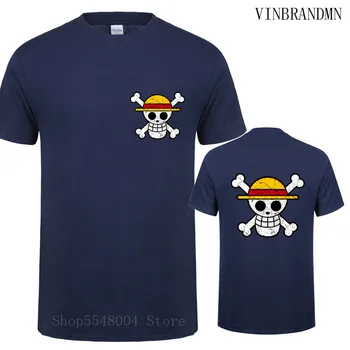 Vienas Gabalas Veiksmų Skaičiai Marškinėliai Japonijos Anime Drabužius Luffy Logotipas Piratų Karalius Sabo Zoro Nami T-Shirt Vyrai Dvigubai Spausdinti Cosplay Tees
