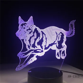 Vokiečių Aviganis Veikia Šunų 3D Naktinis Žibintas 3D Holograma Dekoro Lempos Spalvinga Lentelė Stalas Žibintai Gimtadienio Dovana Draugams AW-1313