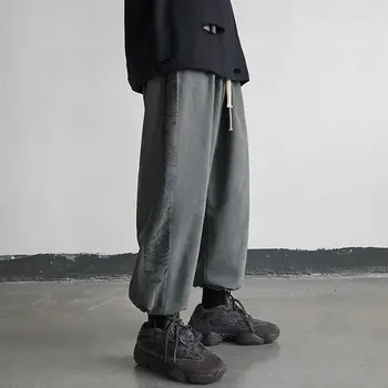 Vyrai Atsitiktinis Haremo Kelnės Kietas Kulkšnies ilgio, Trijų Spalvų Elastinga Juosmens Modelis Mados Paprasta Visų rungtynių korėjos Stiliaus Streetwear