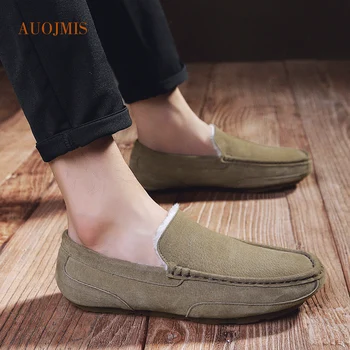 Vyriški batai korėjos versija tendencija laisvalaikio Lok Fu batai vyriški kojų tingus apversti žirniai batai rudens ir žiemos medvilnės batai