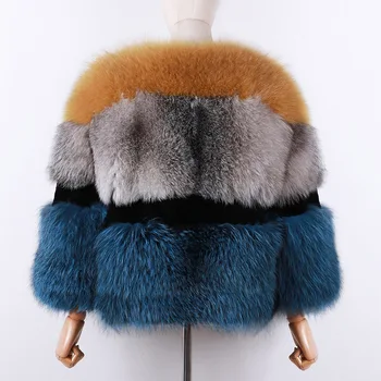 YOLOAgain žiemą šilta moteris nekilnojamojo lapės kailio striukė ponios kratinys fox fur coat