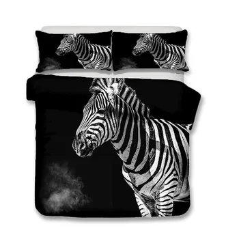 Yra Patalynės Komplektas, 3D Atspausdintas Antklode Padengti Lova Nustatyti Zebra Gyvūnų Namų Tekstilė Suaugusiųjų Patalynę su Užvalkalas #BM01