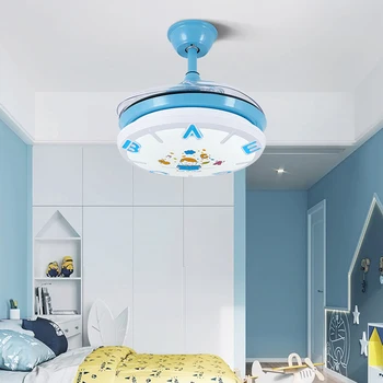 Šiaurės šalių vaikų miegamasis dekoro led lubų ventiliatorius šviesos lempos valgomasis lubų ventiliatoriai su šviesos nuotolinio valdymo lempos kambarį