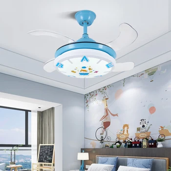 Šiaurės šalių vaikų miegamasis dekoro led lubų ventiliatorius šviesos lempos valgomasis lubų ventiliatoriai su šviesos nuotolinio valdymo lempos kambarį