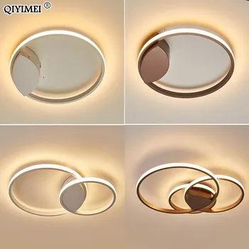 Šiuolaikinės Žiedų LED Šviestuvai, Apšvietimo, Miegamojo Kambarį Balta Juoda Kava Šviesos Šviestuvas, Šviestuvai AC90-260V QIYAMEI